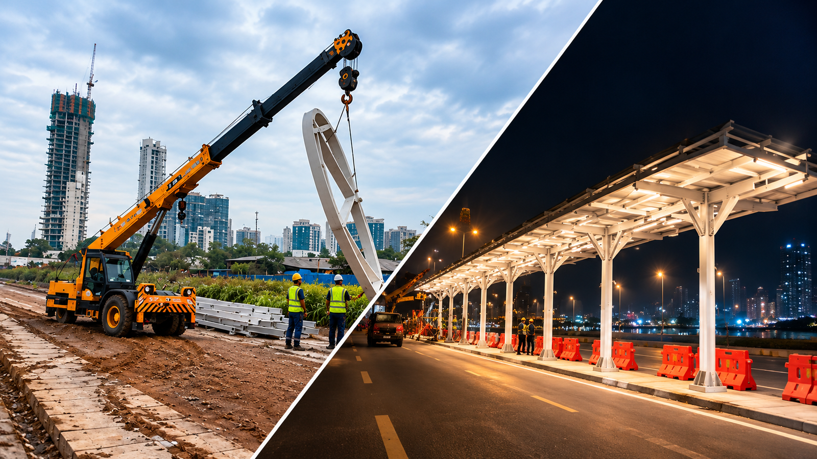 Day-to-Night Engineering Construction Montage