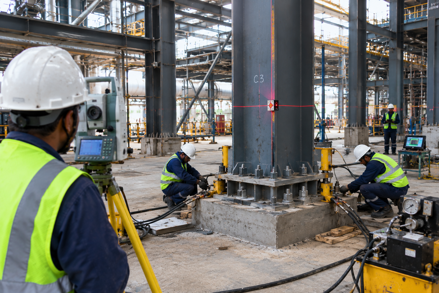 Industrial Steel Column Alignment Survey