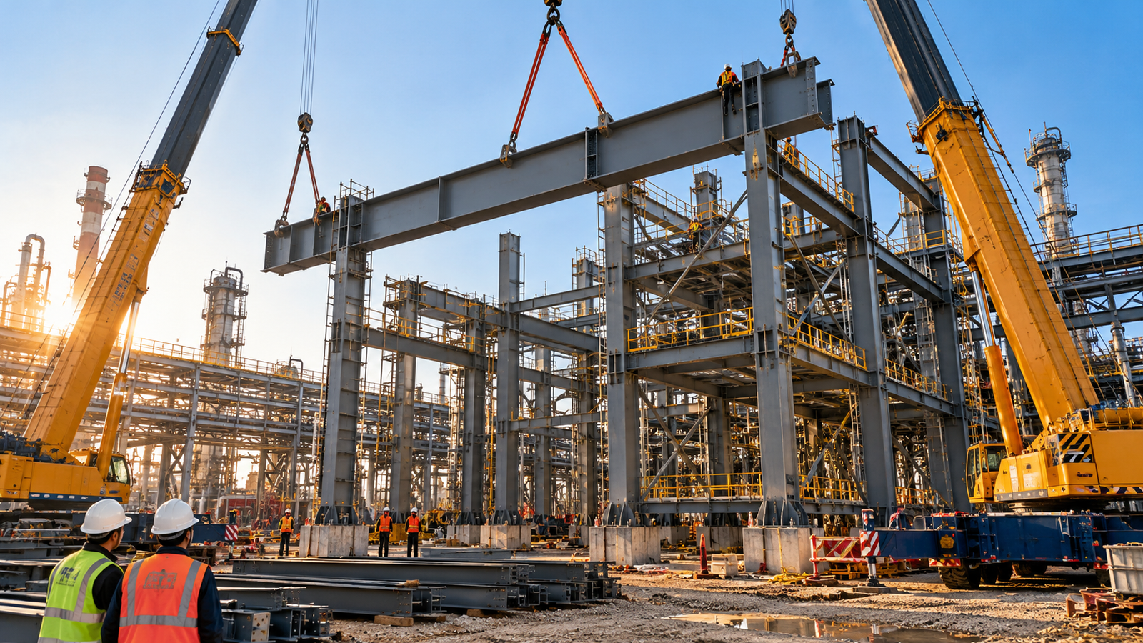 Industrial Steel Frame Construction Site