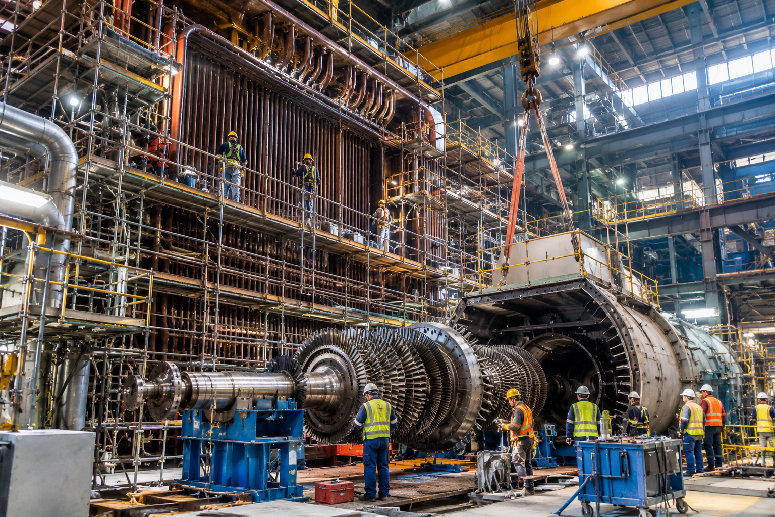 Industrial Turbine Assembly in Factory