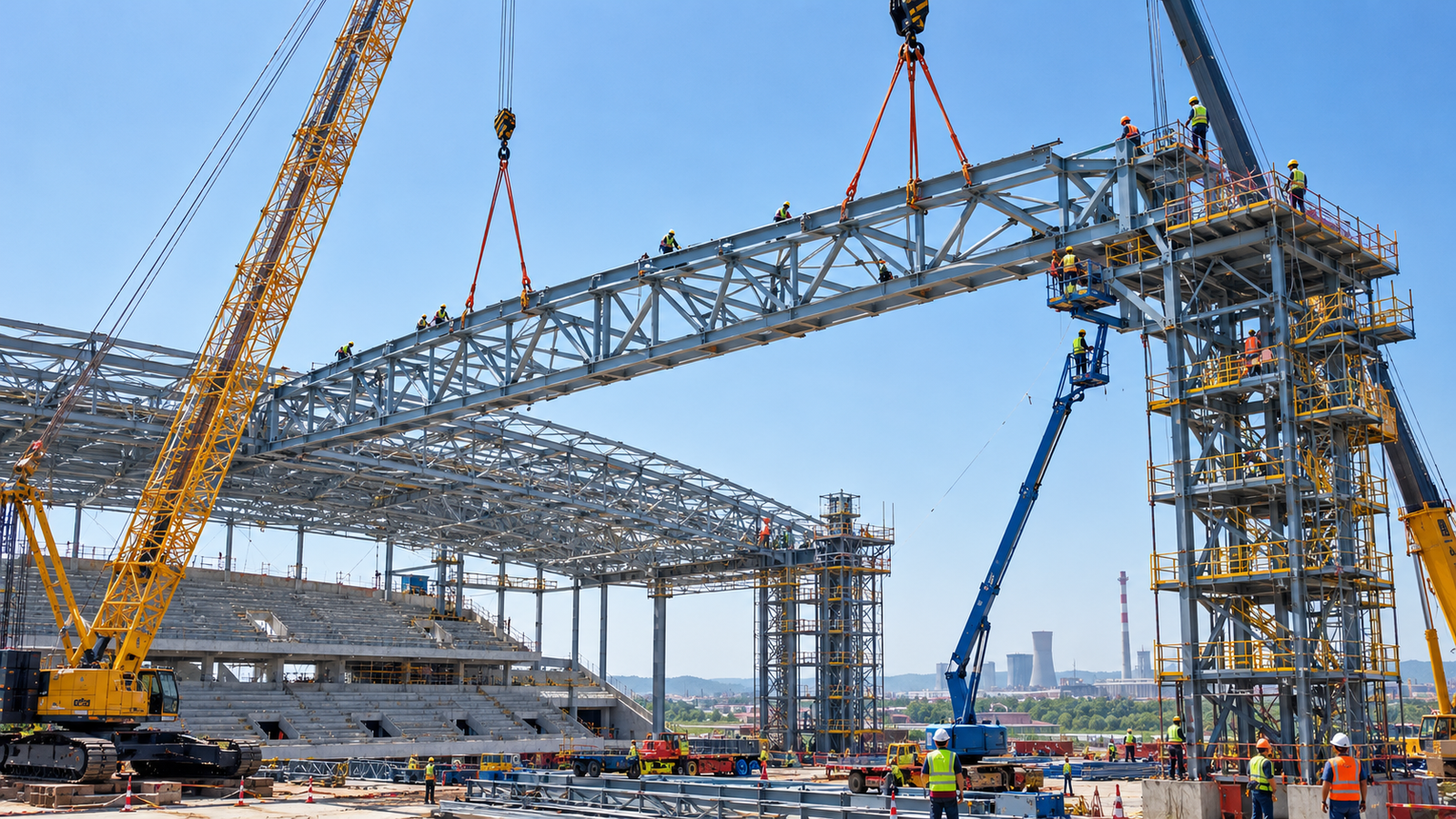 Stadium Roof Truss Installation