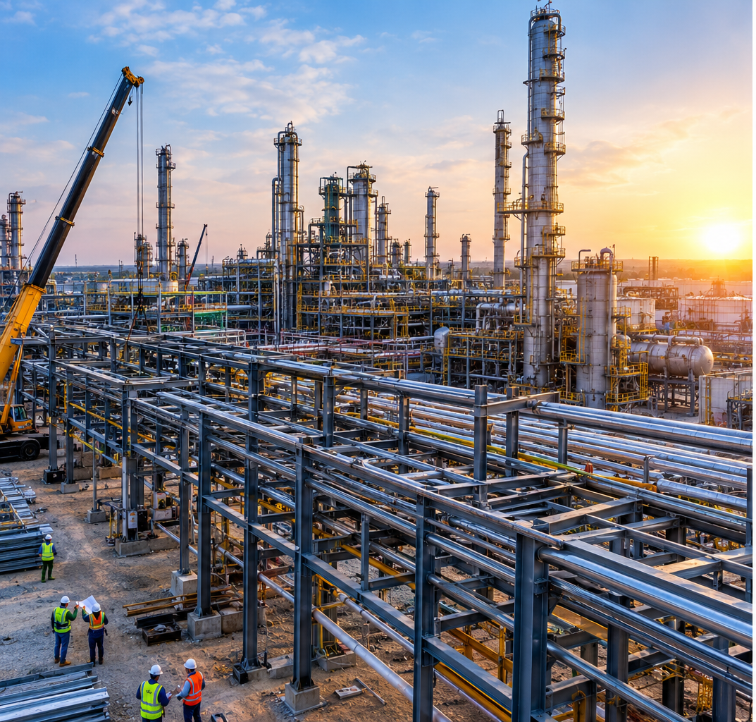 Sunset Refinery Construction Panorama